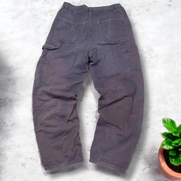 Garage Wmns Carpenter Pants Size 5 Brown Cotton Workwear Relaxe Faded High Waist - Picture 1 of 10